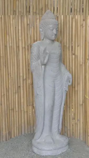 Product image 4 of the product “Standing Buddha - Abhaya mudra made of Riverstone, ca. 180 cm High ”